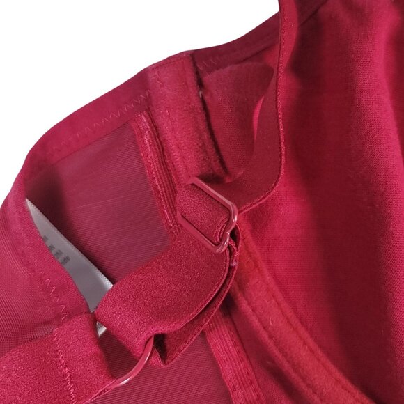Elomi Sachi Underwire Plunge Bra Ruby Red 32M Wide Adj Unlined Sheer Unpadded - Picture 6 of 9